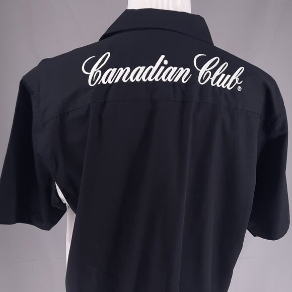 Canadian Club Whiskey Black Camp Shirt Men's Size XL Embroidered Spell out - Picture 1 of 9